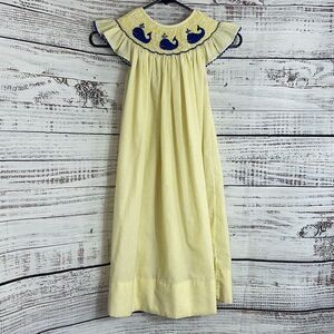 Born to be Sassy Dress girls Sz 7 T embroidered seersucker ruffle sleeve cotton